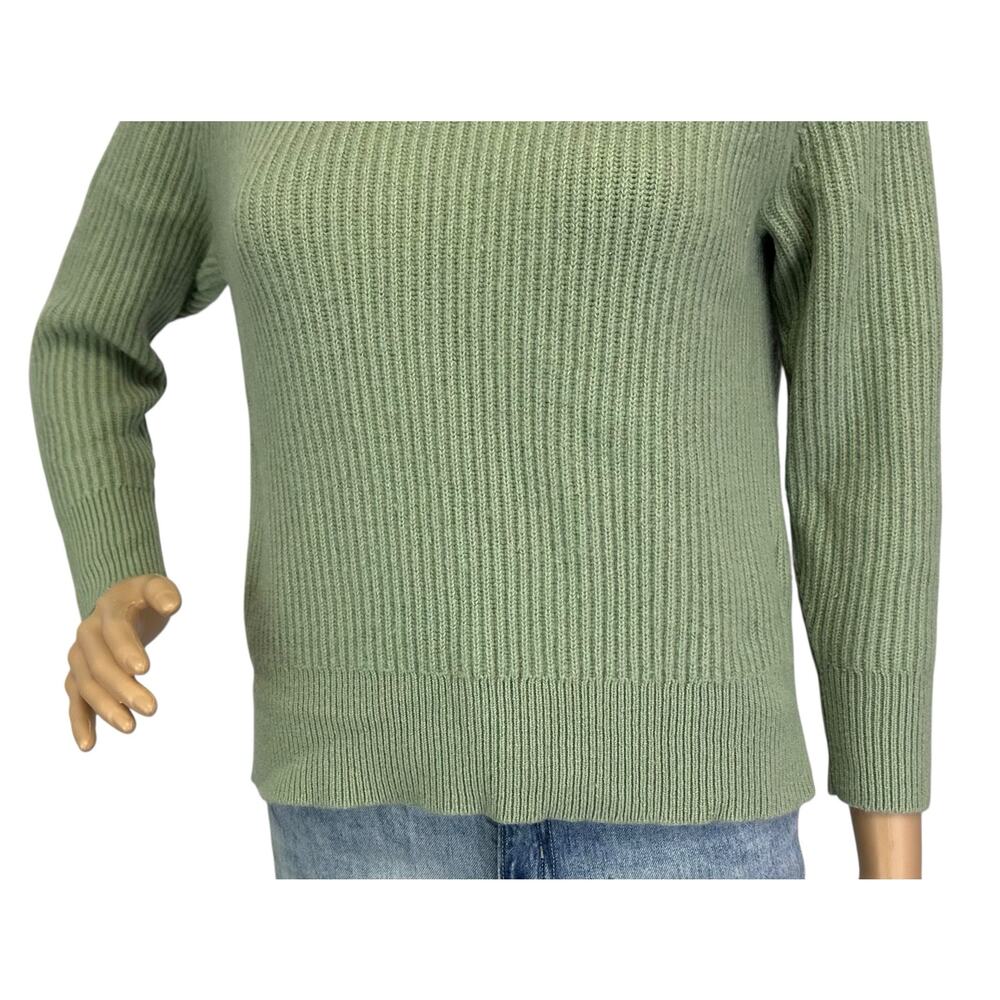 J. Crew Ribbed Pure Cashmere Oversized Crewneck Sweater Green BB402 Size XS - Picture 7 of 12
